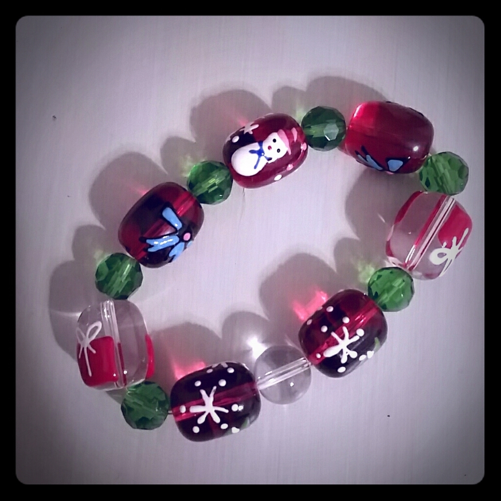 Christmas Glass Bead Bracelet